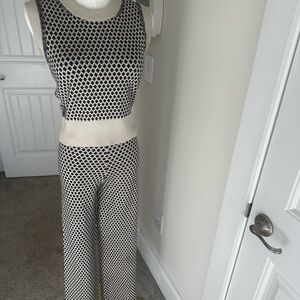 Navy and White Geometric Knit Set